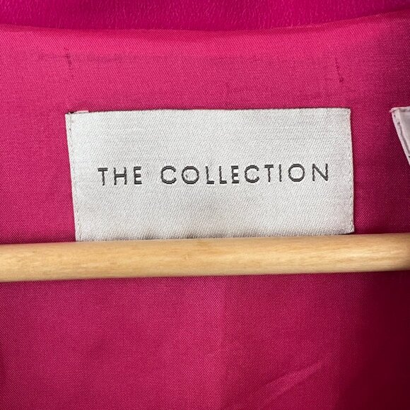 Vintage The Collection 100% Silk Fuchsia Hot Pink Blazer Cinch Tie Waist Size 12 - Picture 2 of 6